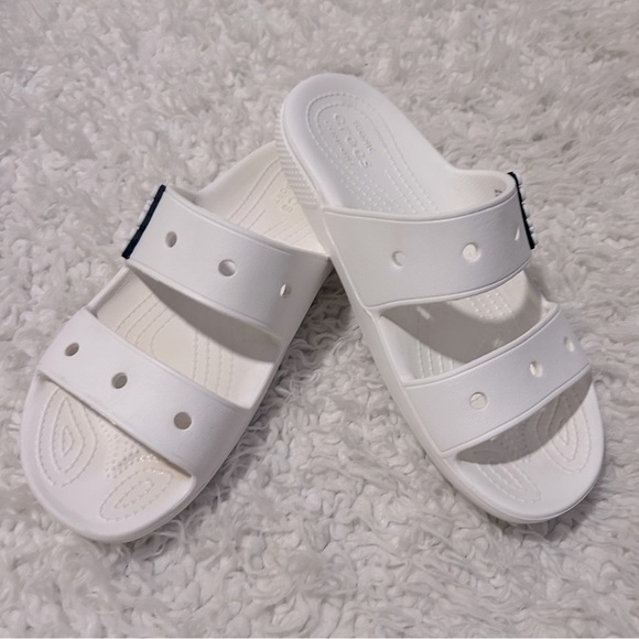Clearance Crocs Women's Classic Slide Sandal Comfort Two Strap Slip On White 9 - Picture 2 of 5